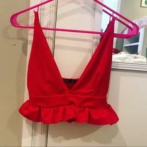 Bright red bralette/crop top